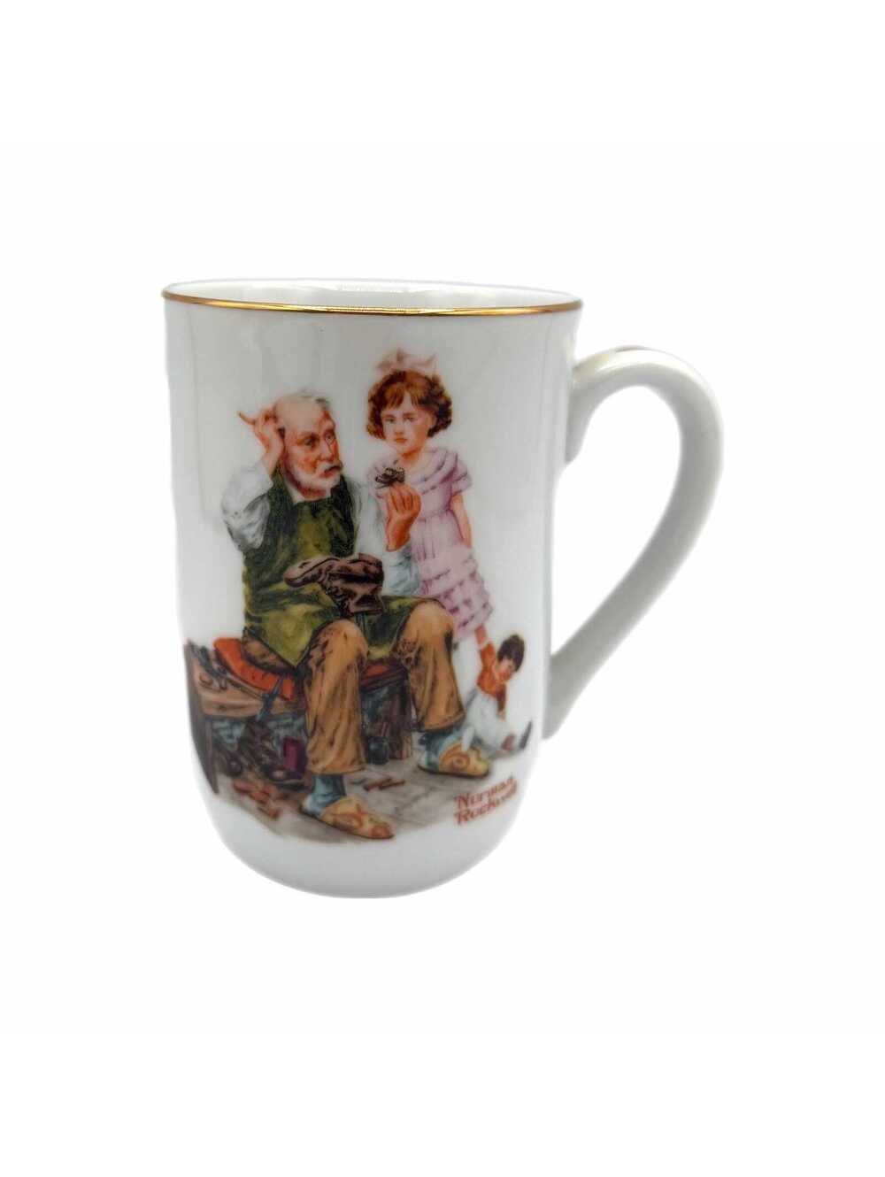 Vintage 1982 Norman Rockwell “The Cobbler” Porcelain Mug – Museum Collection